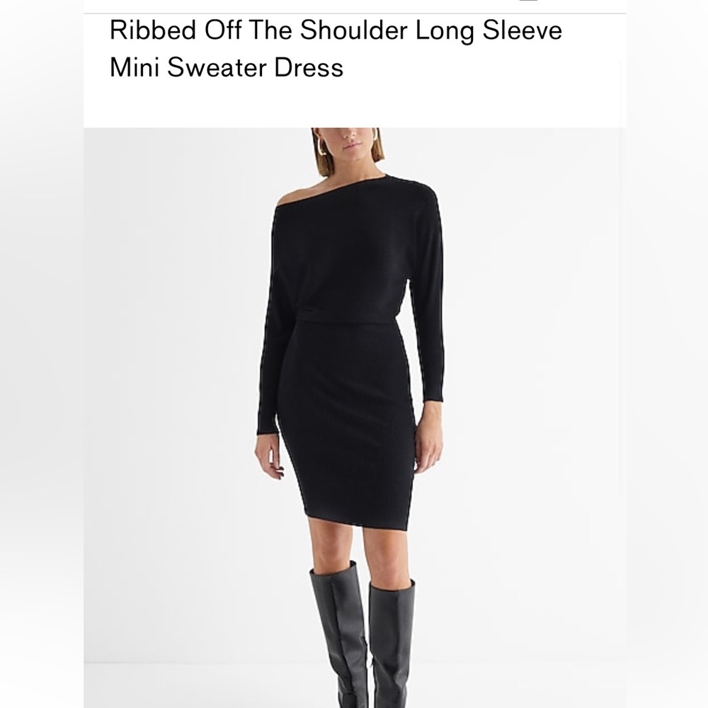 Expresss Ribbed off the shoulder long sleeve mini sweater dress, XL New with Tag
